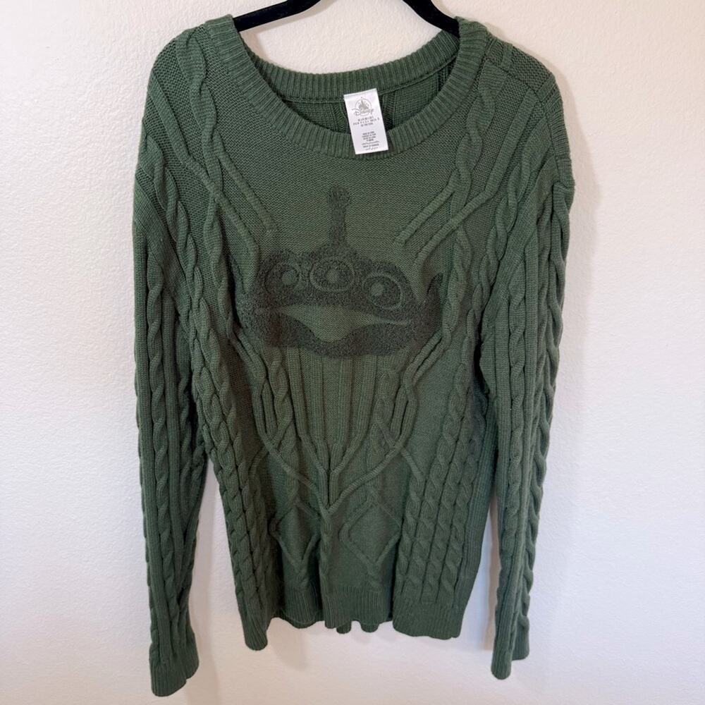 DISNEY Toy Story Alien Green Cable Knit Sweater